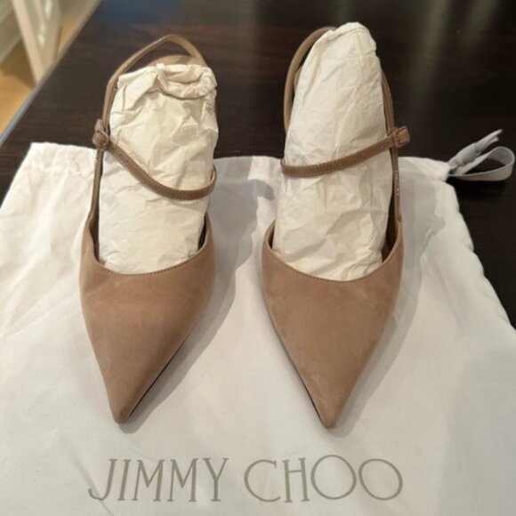 Jimmy Choo Beige Suede Ray 65 Slingback Pumps size 39 - Picture 6 of 11